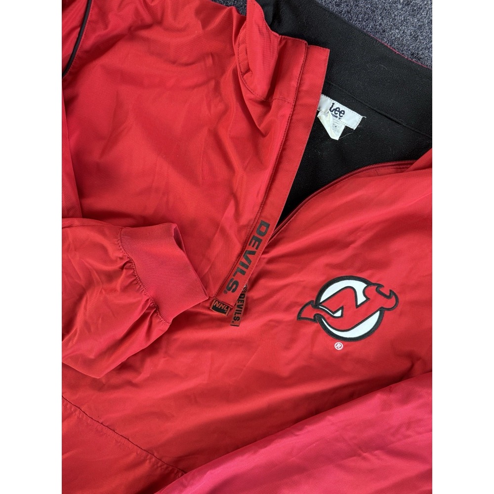 VTG New Jersey Devils NHL Anorak Jacket Mens 2XL Red Lee Sport